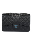 Chanel Jumbo Classic Double Flap Bag Black Caviar Silver Hardware