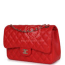 Chanel Jumbo Classic Double Flap Bag Red Lambskin Light Gold Hardware