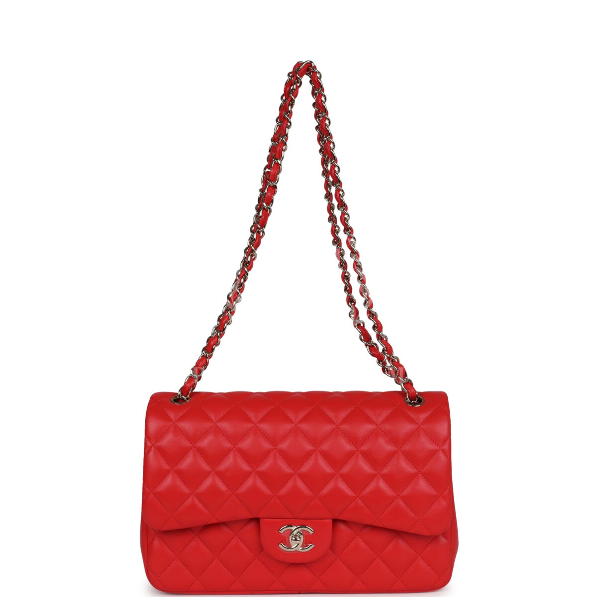 Chanel Jumbo Classic Double Flap Bag Red Lambskin Light Gold Hardware — изображение 7