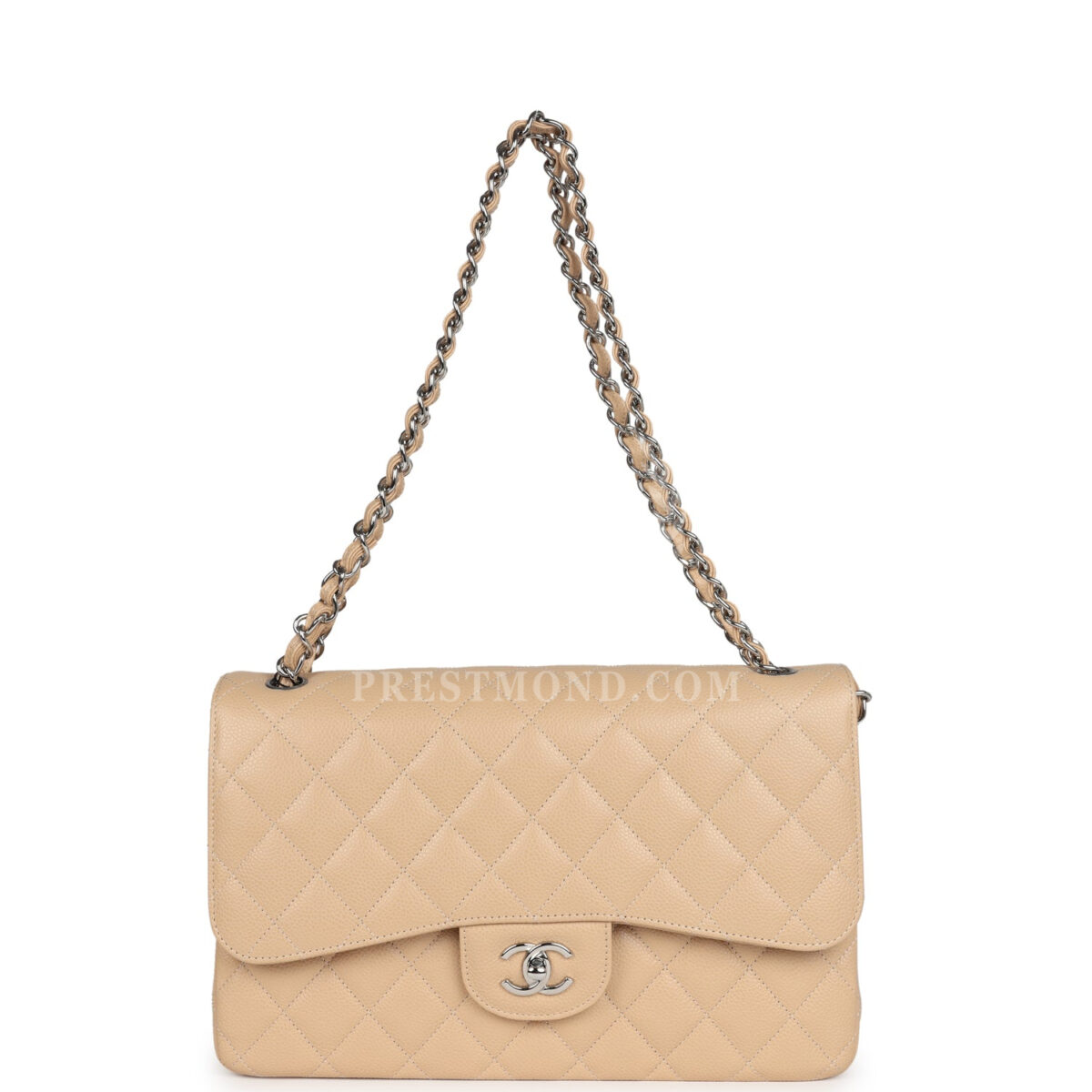 Chanel Jumbo Classic Double Flap Bag Light Beige Caviar Silver Hardware — изображение 7