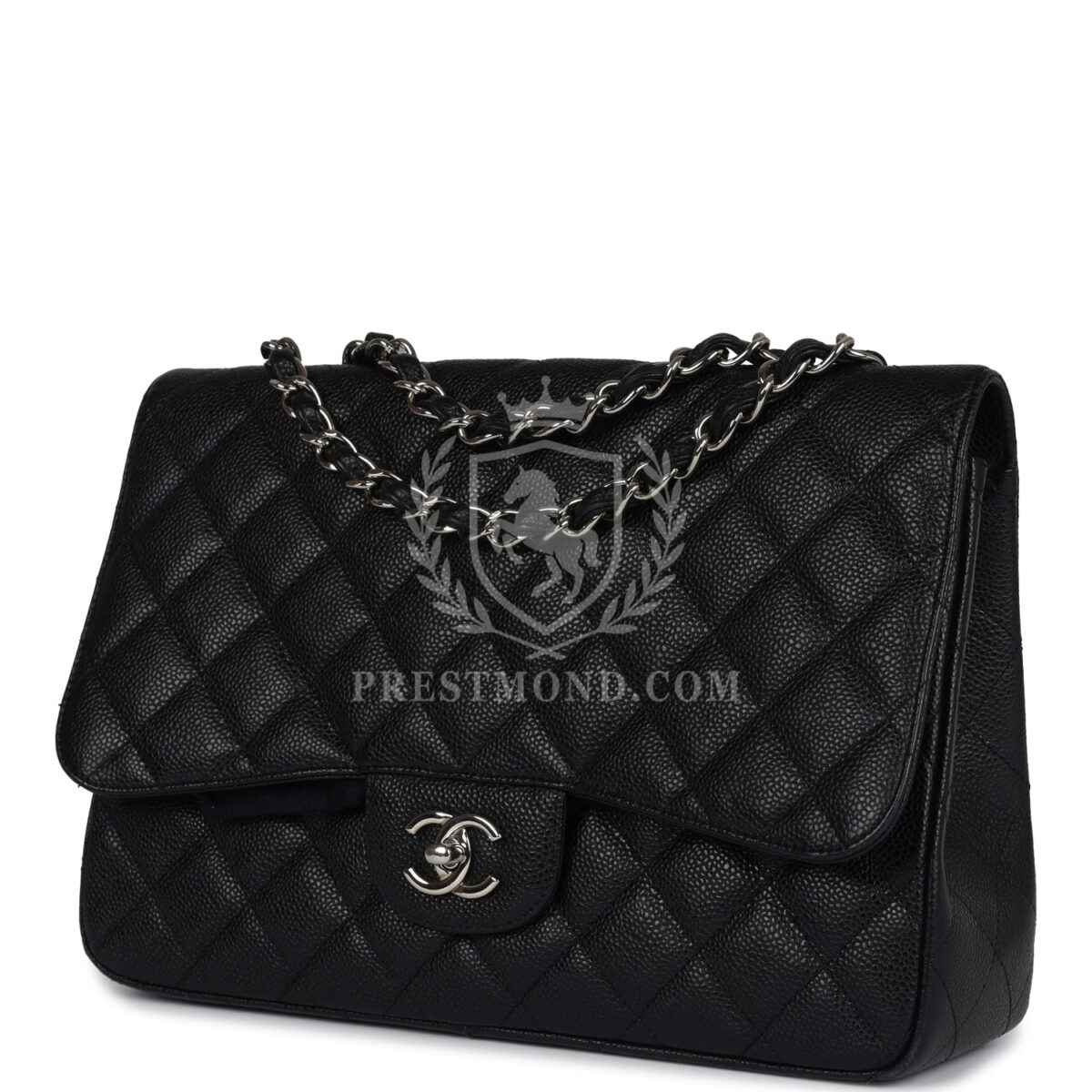 Chanel Jumbo Classic Single Flap Bag Black Caviar Silver Hardware — изображение 5