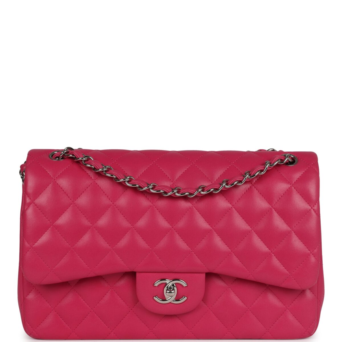 Chanel Jumbo Classic Double Flap Pink Lambskin Silver Hardware