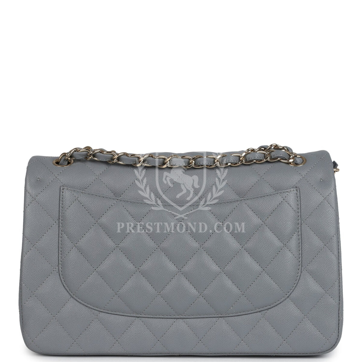 Chanel Jumbo Classic Double Flap Bag Light Grey Shiny Caviar Light Gold Hardware — изображение 4