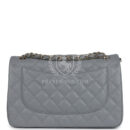 Chanel Jumbo Classic Double Flap Bag Light Grey Shiny Caviar Light Gold Hardware