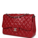 Chanel Jumbo Classic Double Flap Red Caviar Silver Hardware