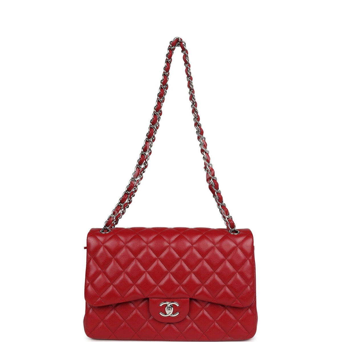 Chanel Jumbo Classic Double Flap Red Caviar Silver Hardware — изображение 7