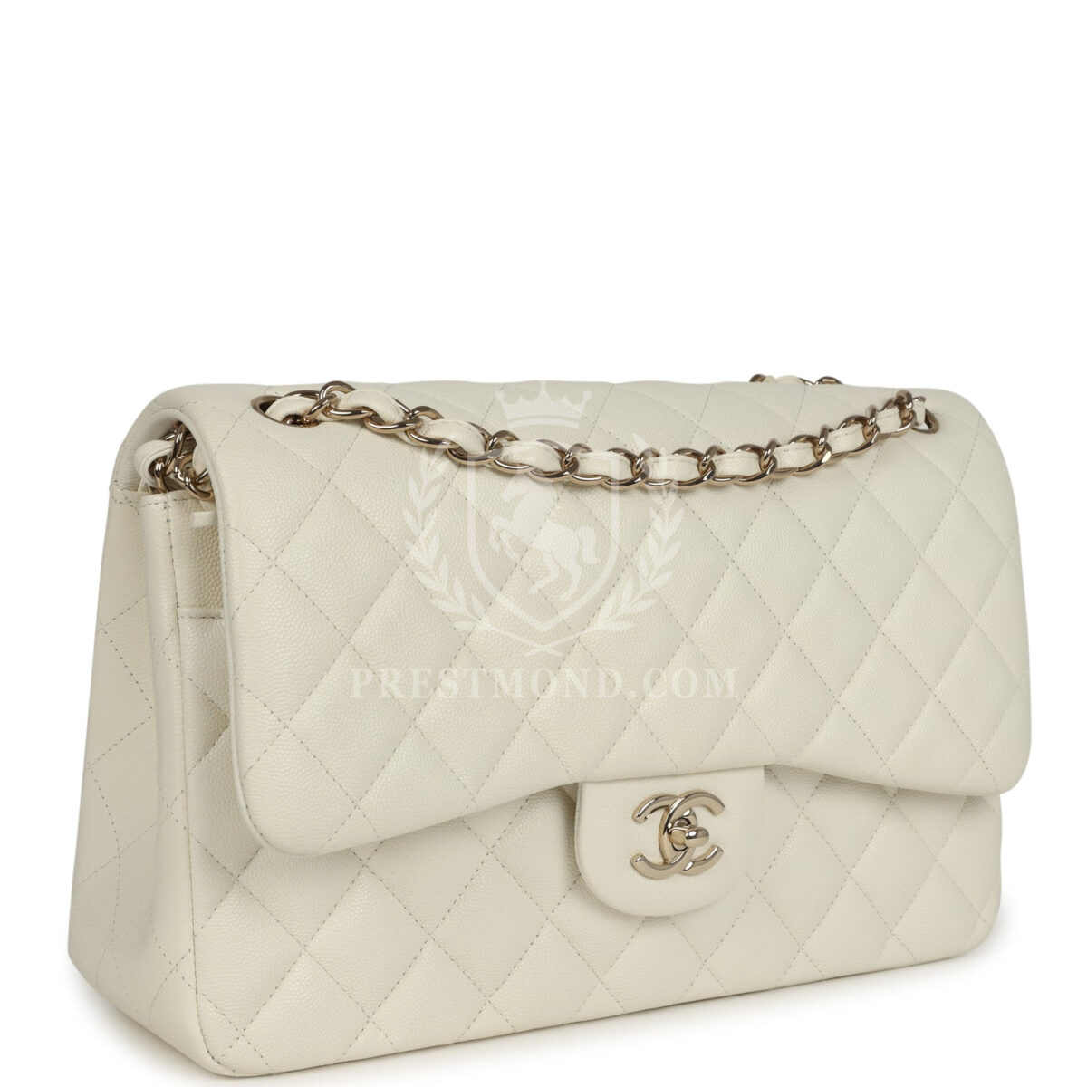 Chanel Jumbo Classic Double Flap White Caviar Light Gold Hardware — изображение 2