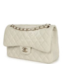 Chanel Jumbo Classic Double Flap White Caviar Light Gold Hardware