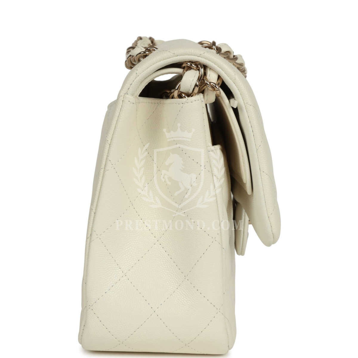 Chanel Jumbo Classic Double Flap White Caviar Light Gold Hardware — изображение 3