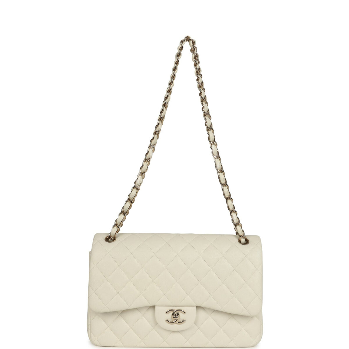 Chanel Jumbo Classic Double Flap White Caviar Light Gold Hardware — изображение 7