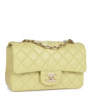 Chanel Mini Rectangular Flap Bag Light Green Lambskin Light Gold Hardware