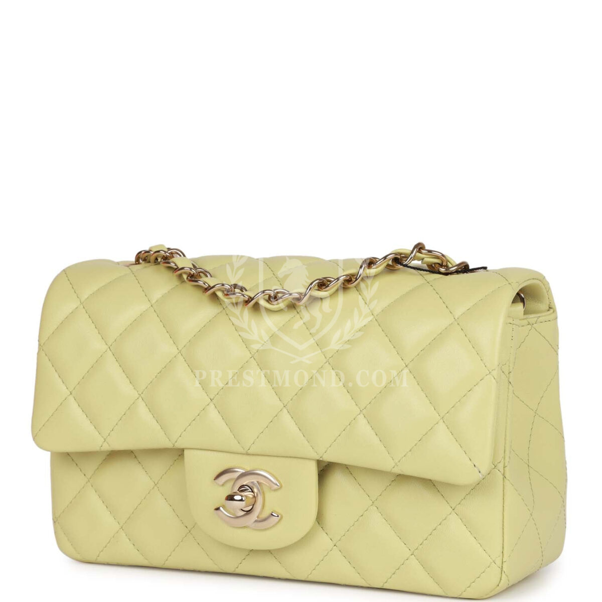 Chanel Mini Rectangular Flap Bag Light Green Lambskin Light Gold Hardware — изображение 5