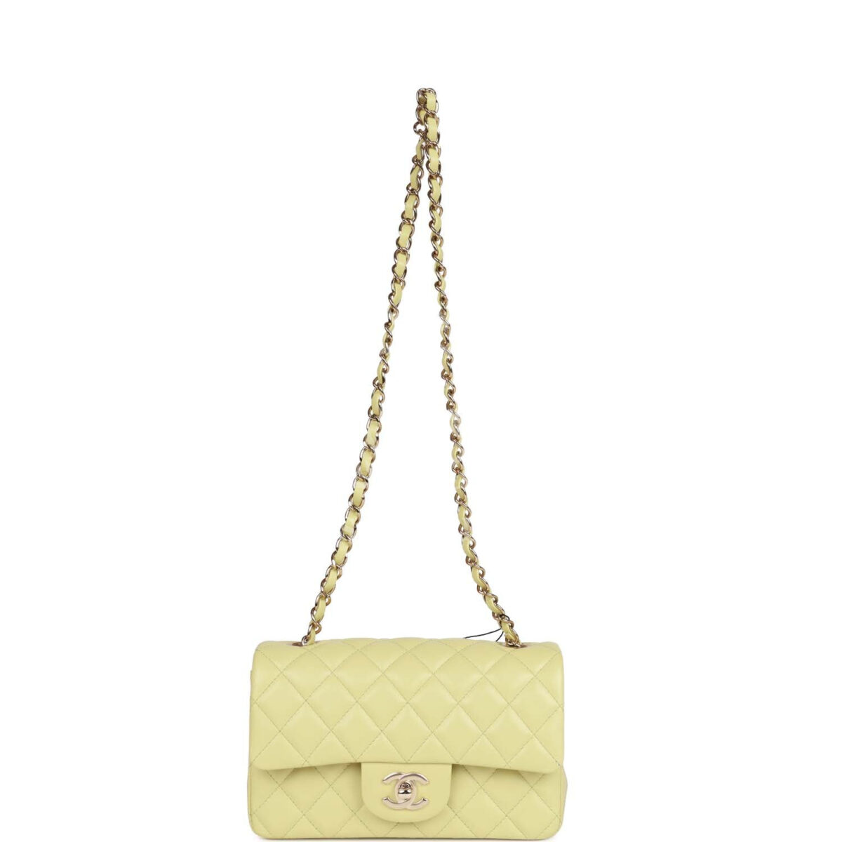 Chanel Mini Rectangular Flap Bag Light Green Lambskin Light Gold Hardware — изображение 7