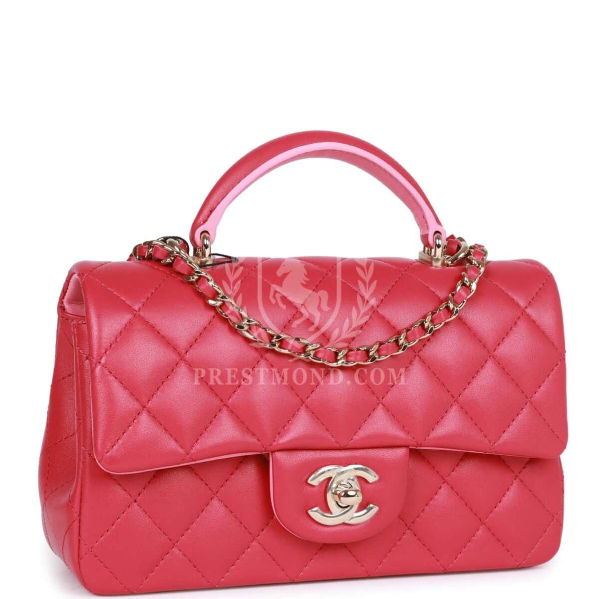 Chanel Mini Rectangular Flap with Top Handle Pink Lambskin Light Gold Hardware — изображение 2