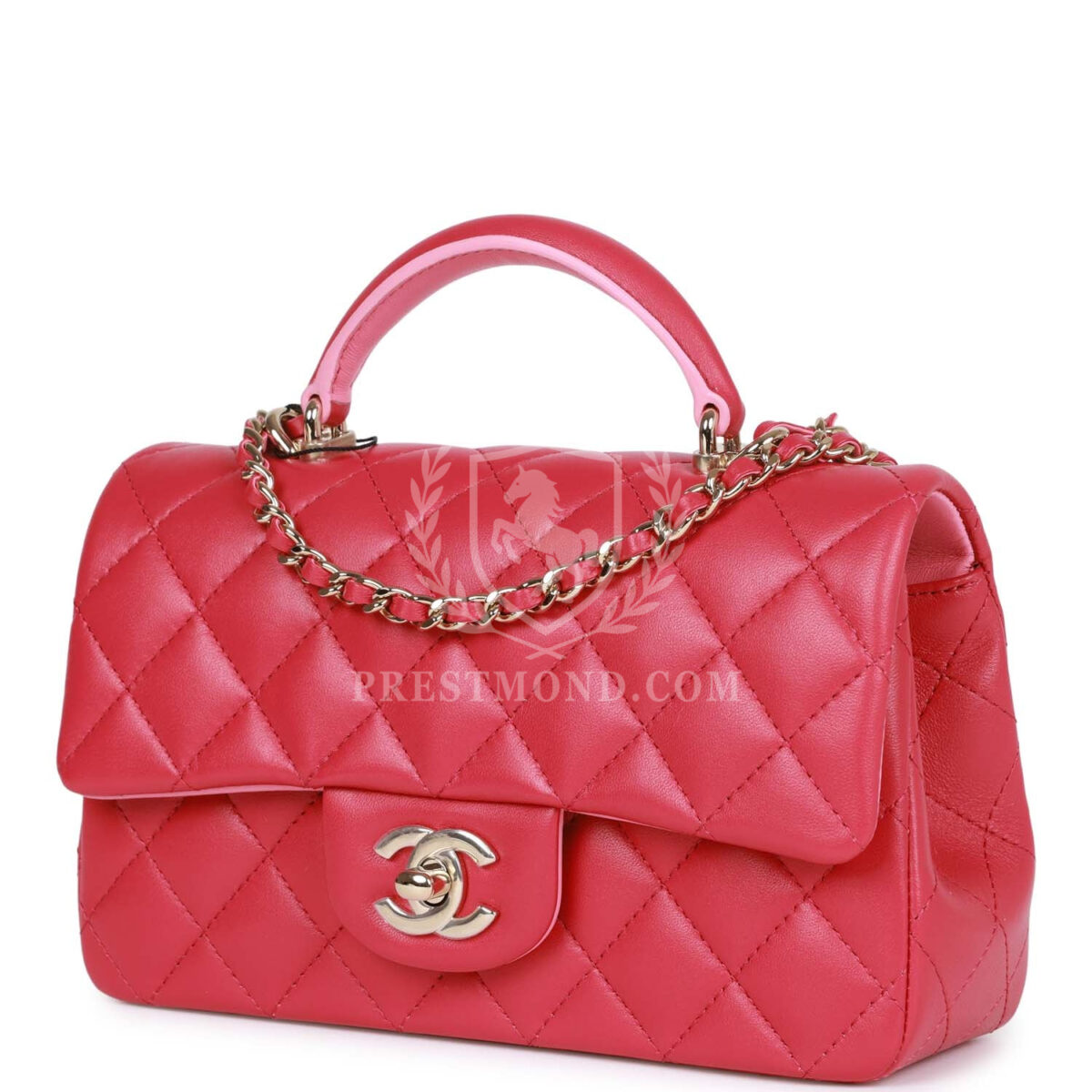 Chanel Mini Rectangular Flap with Top Handle Pink Lambskin Light Gold Hardware — изображение 5