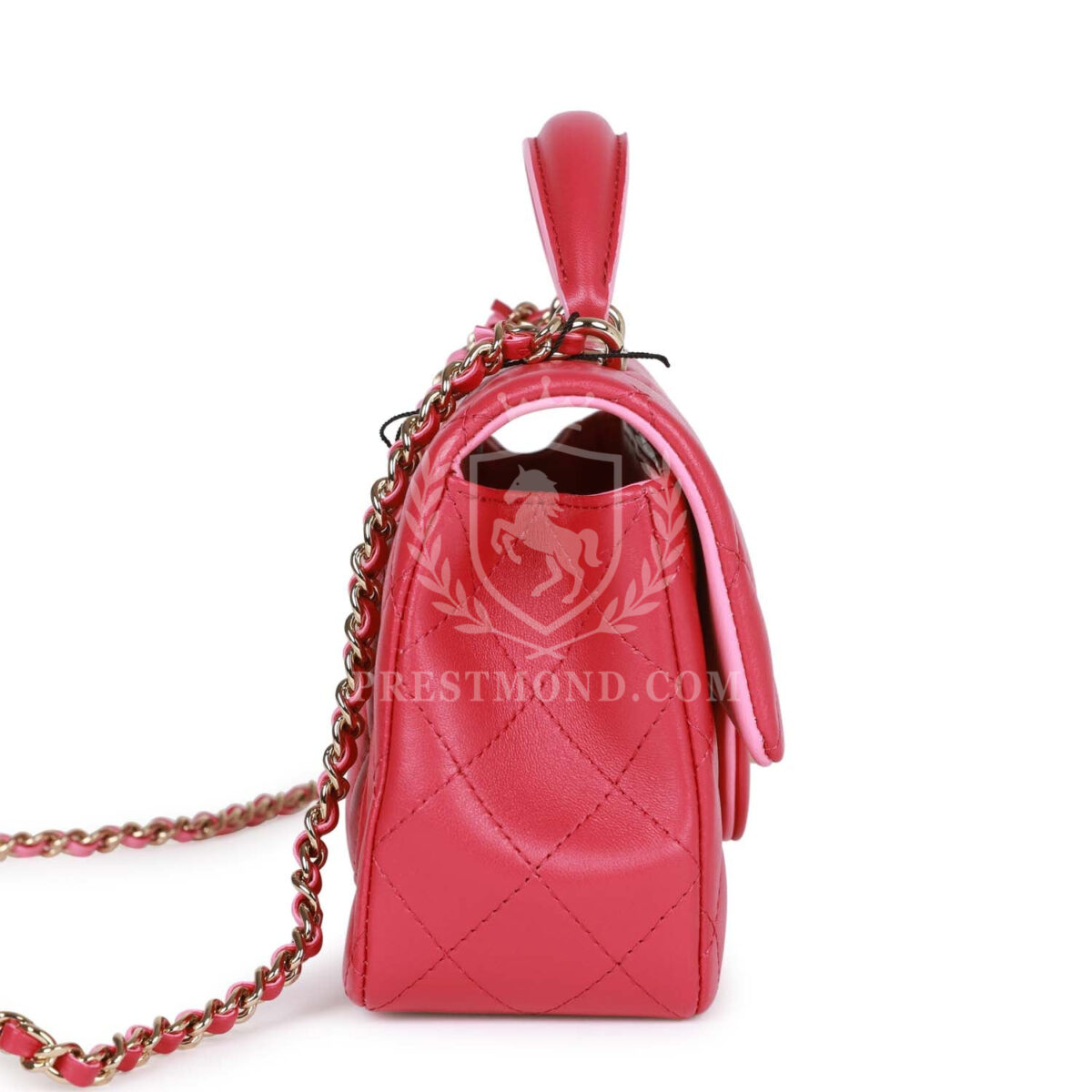 Chanel Mini Rectangular Flap with Top Handle Pink Lambskin Light Gold Hardware — изображение 3