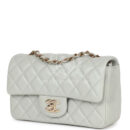 Chanel Mini Rectangular Flap Bag Light Grey Lambskin Light Gold Hardware
