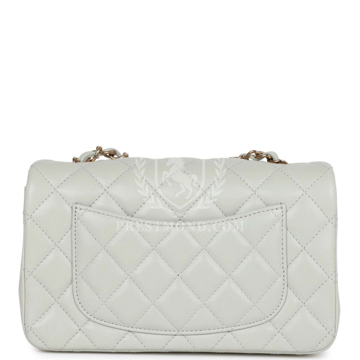 Chanel Mini Rectangular Flap Bag Light Grey Lambskin Light Gold Hardware — изображение 4