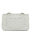 Chanel Mini Rectangular Flap Bag Light Grey Lambskin Light Gold Hardware
