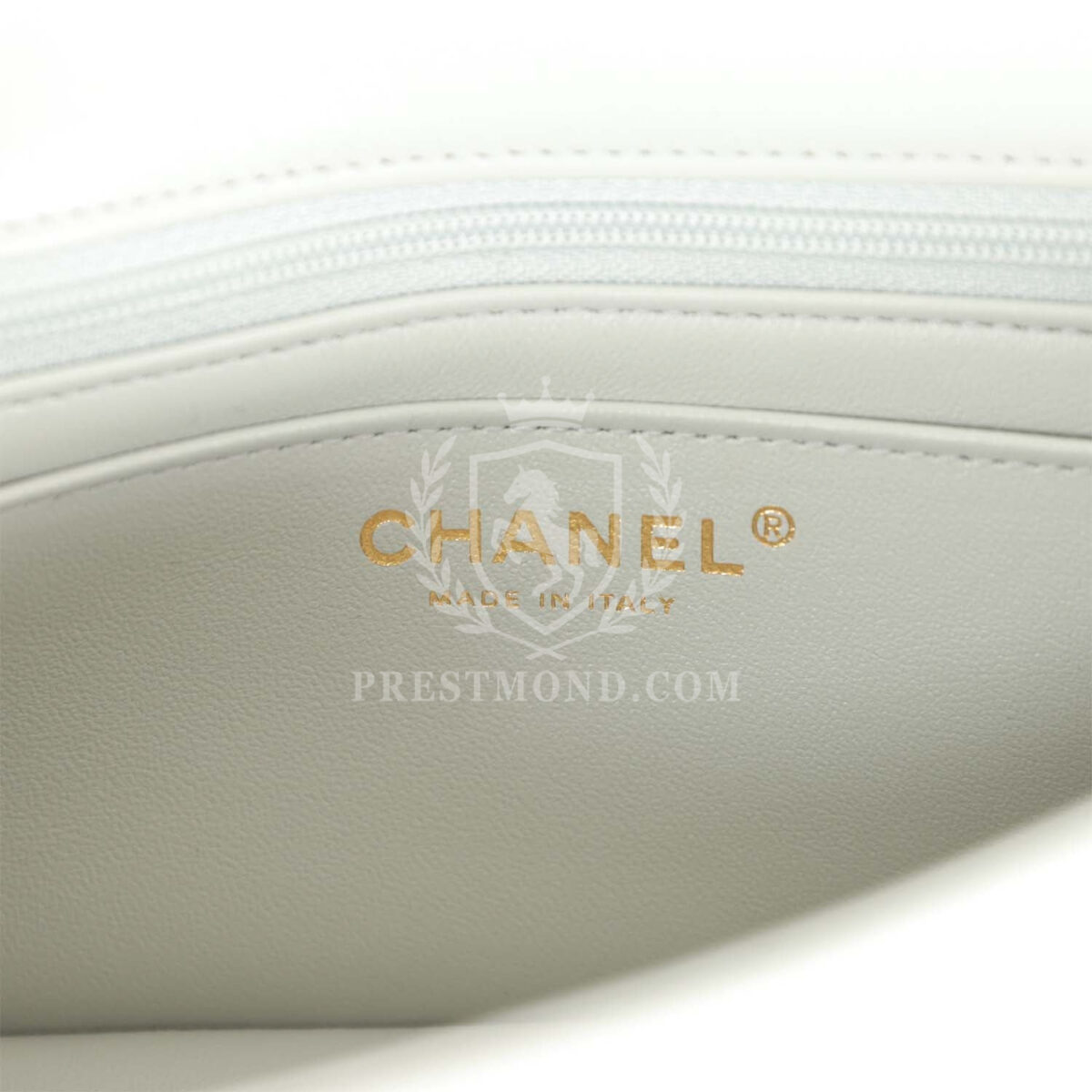 Chanel Mini Rectangular Flap Bag Light Grey Lambskin Light Gold Hardware — изображение 9