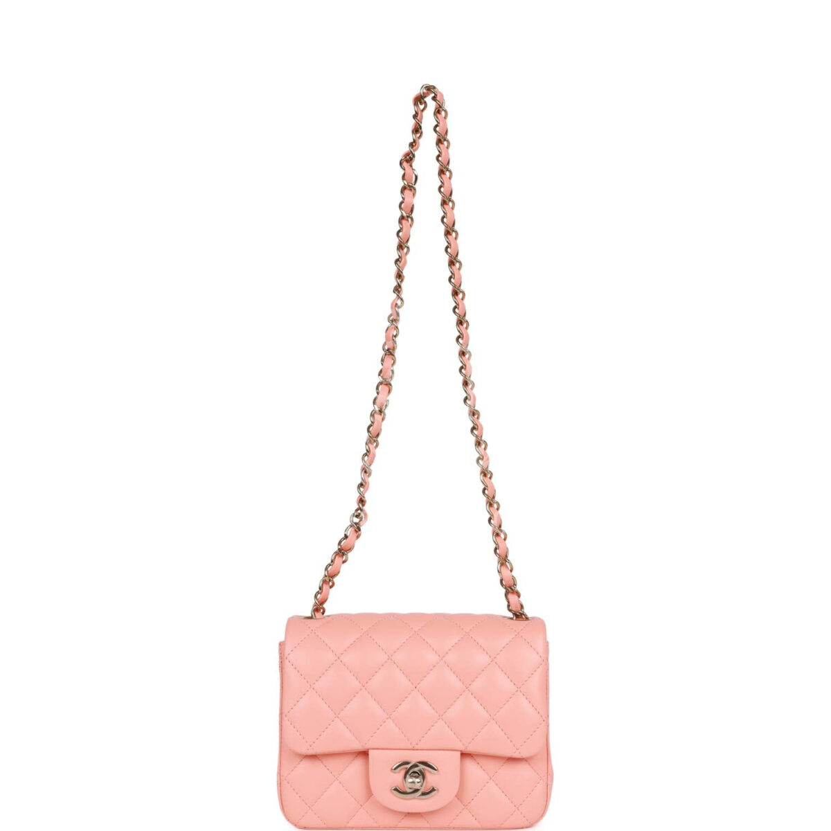 Chanel Mini Square Flap Pink Lambskin Light Gold Hardware — изображение 7