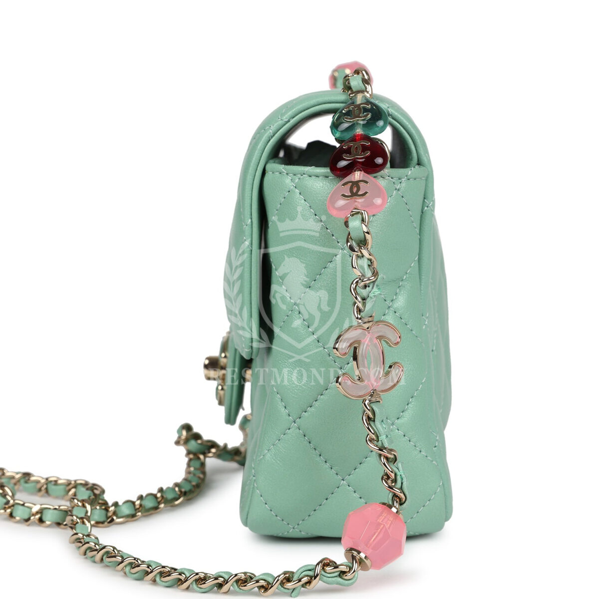 Chanel Candy Heart Mini Flap Bag Turquoise Lambskin Enamel and Light Gold Hardware — изображение 6