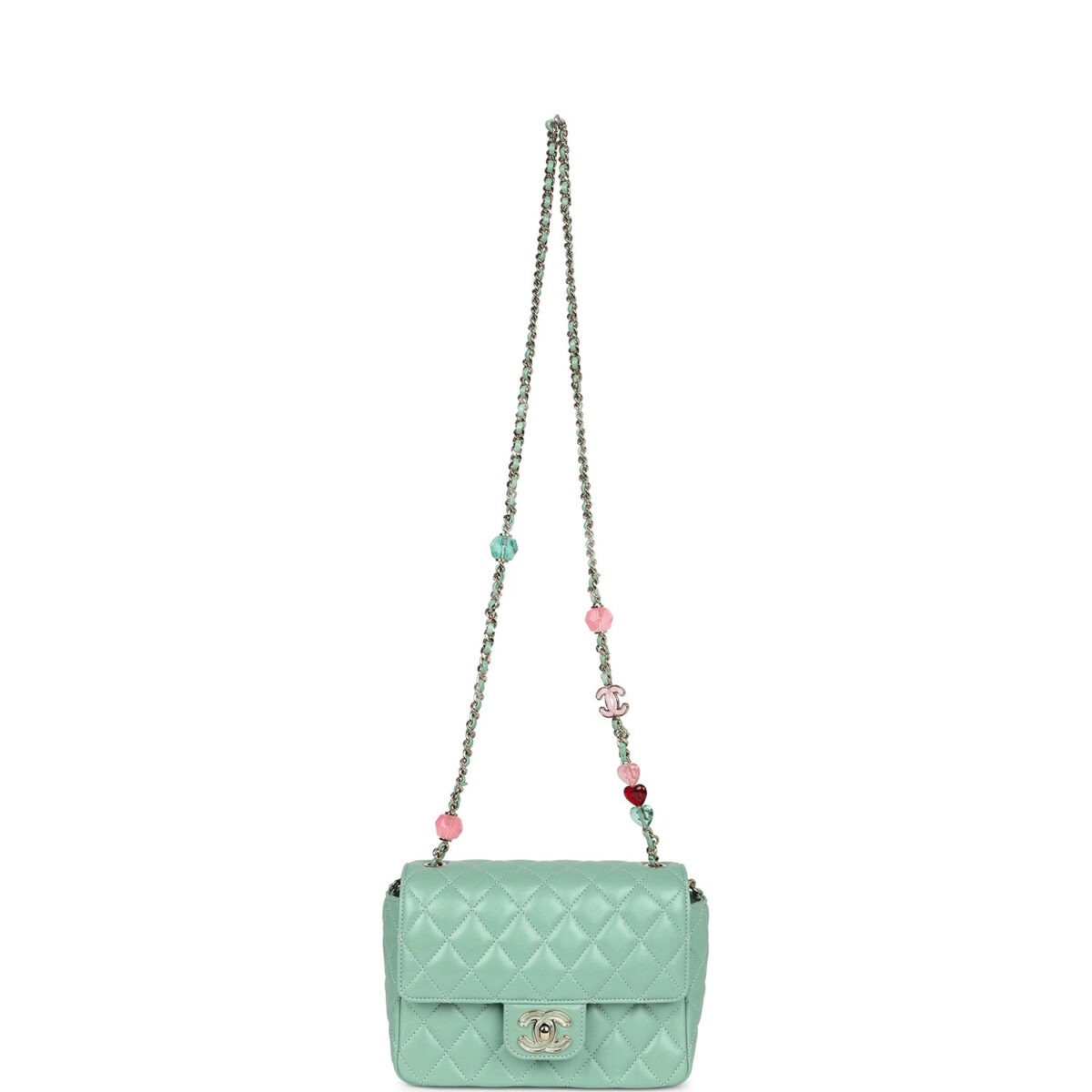 Chanel Candy Heart Mini Flap Bag Turquoise Lambskin Enamel and Light Gold Hardware — изображение 8