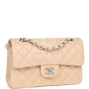 Chanel Small Classic Double Flap Beige Clair Lambskin Silver Hardware