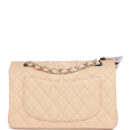 Chanel Small Classic Double Flap Beige Clair Lambskin Silver Hardware