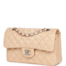 Chanel Small Classic Double Flap Beige Clair Lambskin Silver Hardware