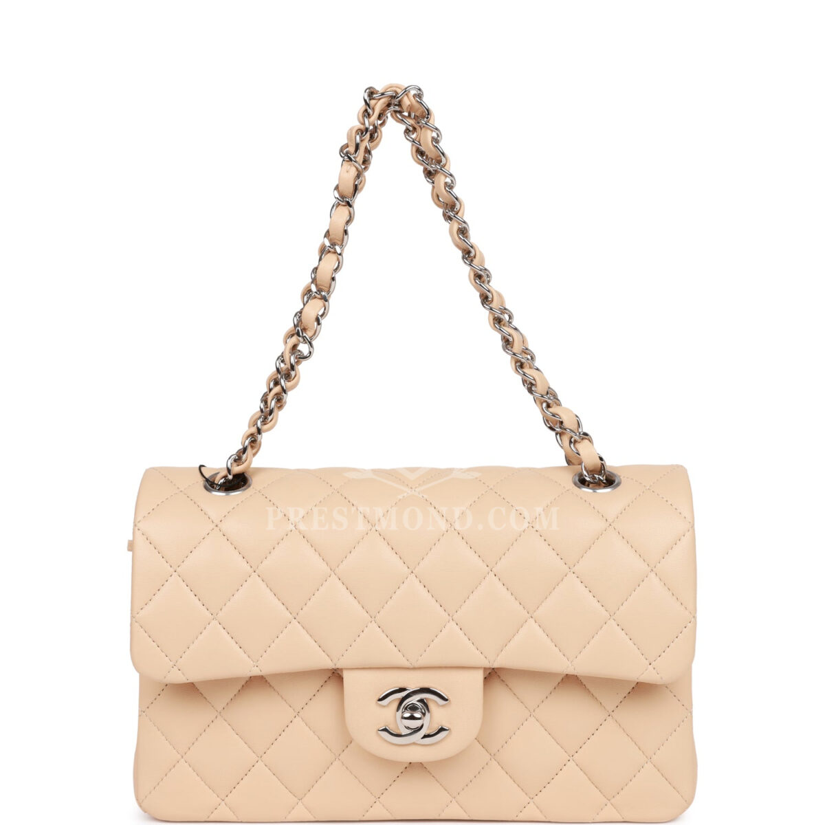 Chanel Small Classic Double Flap Beige Clair Lambskin Silver Hardware — изображение 7