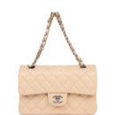 Chanel Small Classic Double Flap Beige Clair Lambskin Silver Hardware