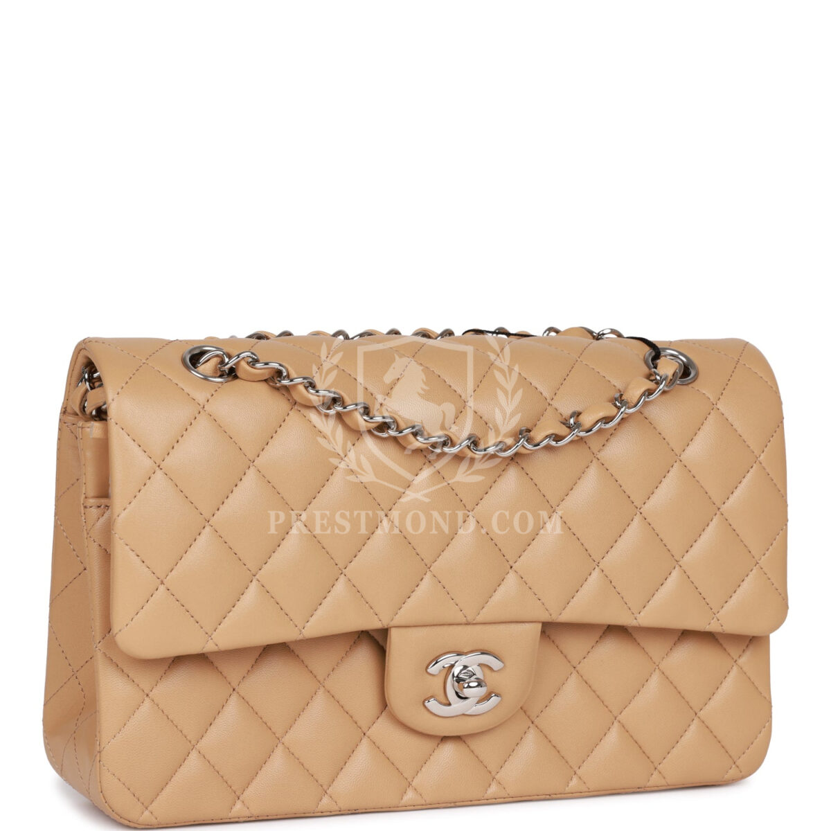 Chanel Medium Classic Double Flap Bag Beige Lambskin Silver Hardware — изображение 2