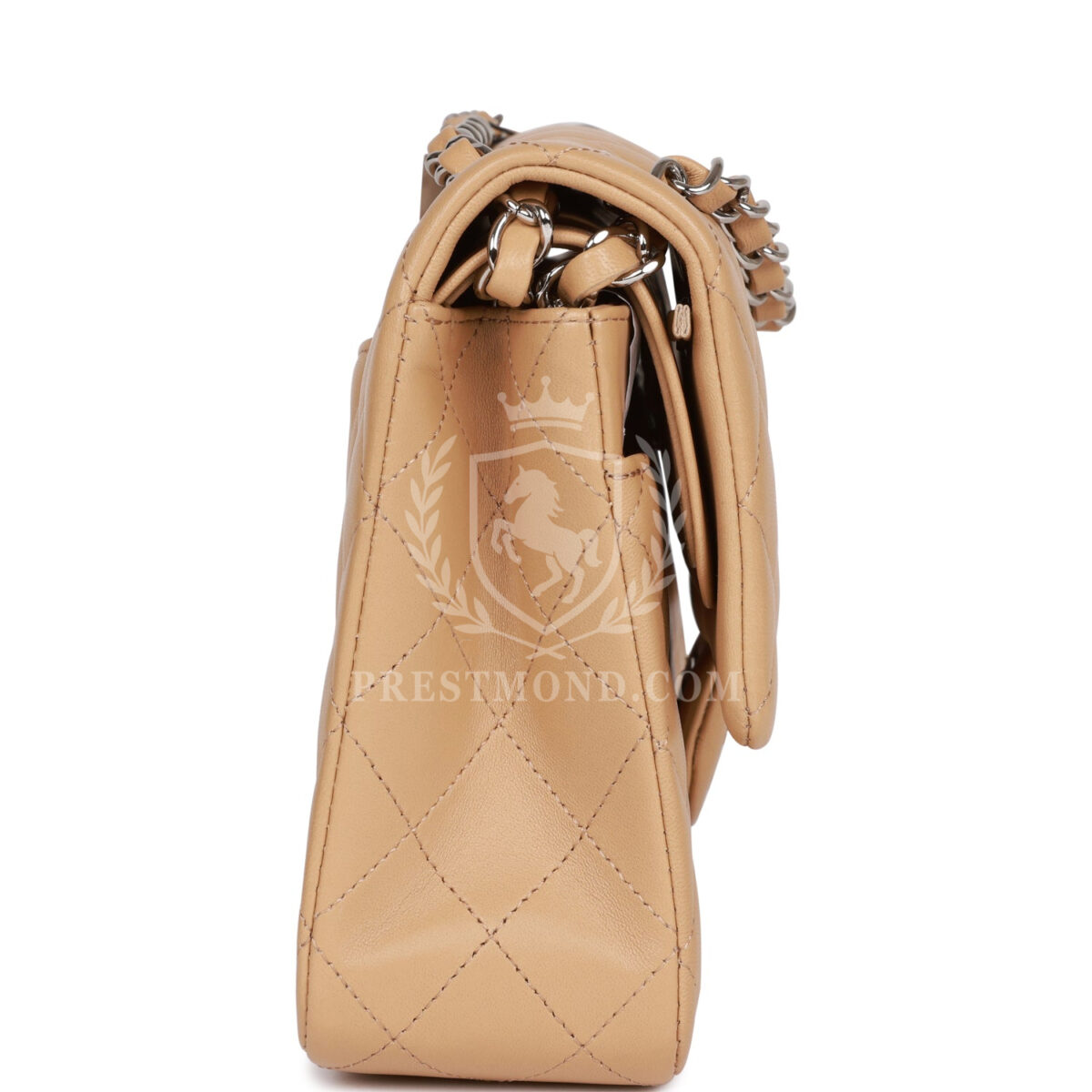 Chanel Medium Classic Double Flap Bag Beige Lambskin Silver Hardware — изображение 3