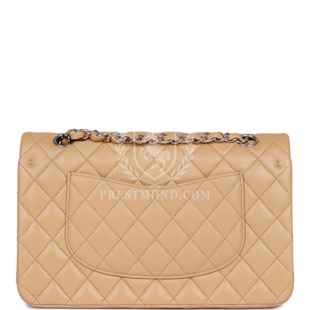 Chanel Medium Classic Double Flap Bag Beige Lambskin Silver Hardware — изображение 4