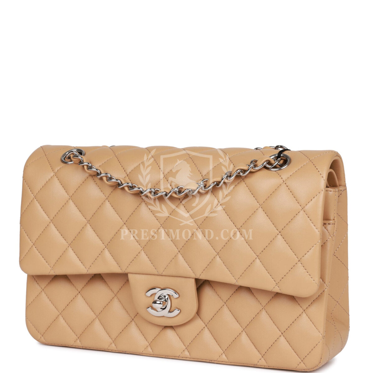 Chanel Medium Classic Double Flap Bag Beige Lambskin Silver Hardware — изображение 5
