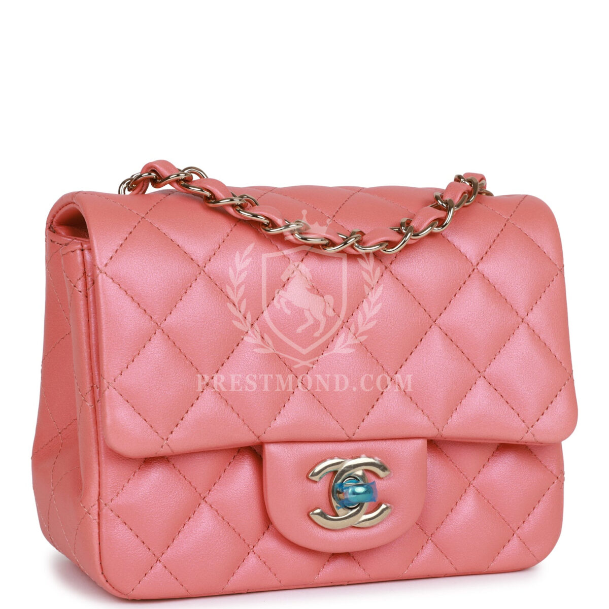 Chanel Mini Square Flap Bag Pink Lambskin Light Gold Hardware — изображение 2