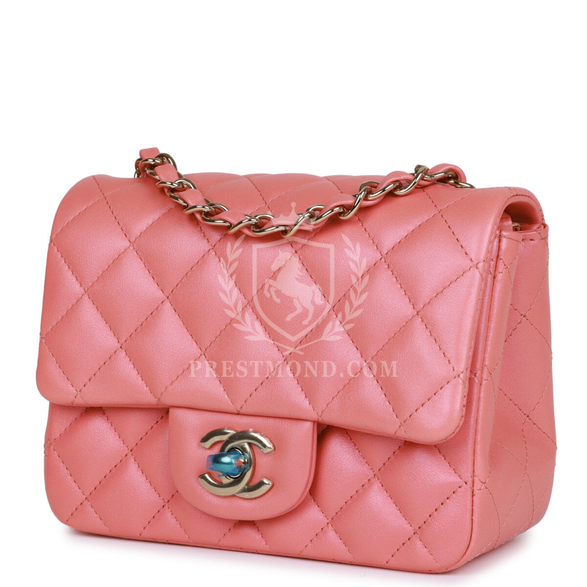 Chanel Mini Square Flap Bag Pink Lambskin Light Gold Hardware — изображение 5