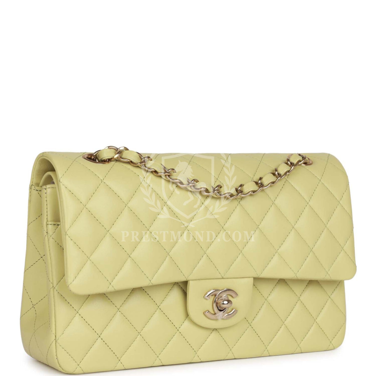 Chanel Medium Classic Double Flap Bag Light Green Lambskin Light Gold Hardware — изображение 2