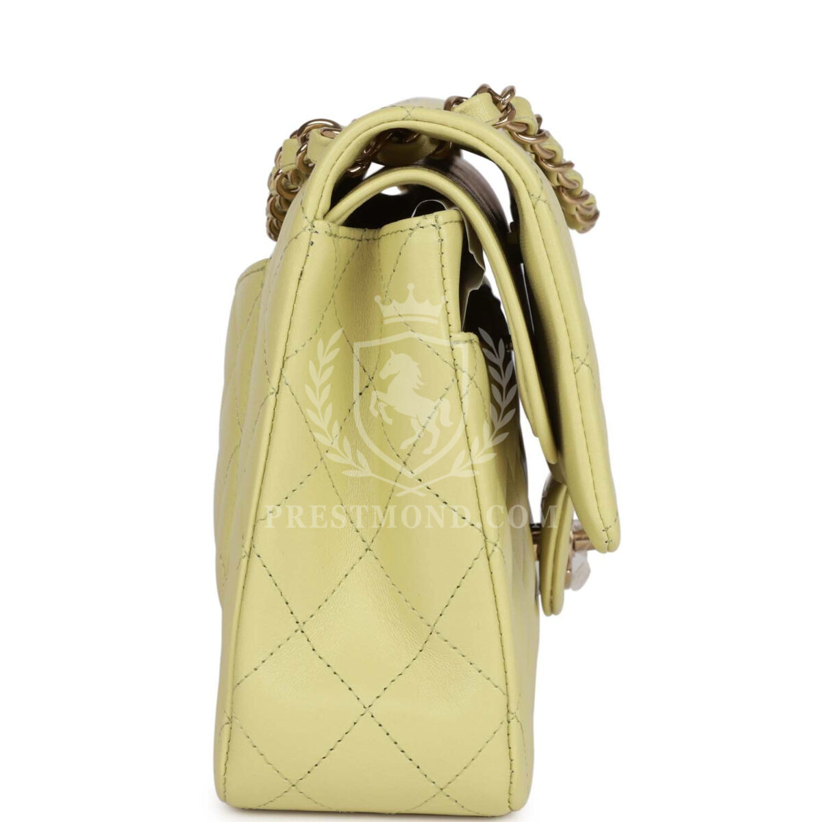 Chanel Medium Classic Double Flap Bag Light Green Lambskin Light Gold Hardware — изображение 3