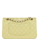 Chanel Medium Classic Double Flap Bag Light Green Lambskin Light Gold Hardware