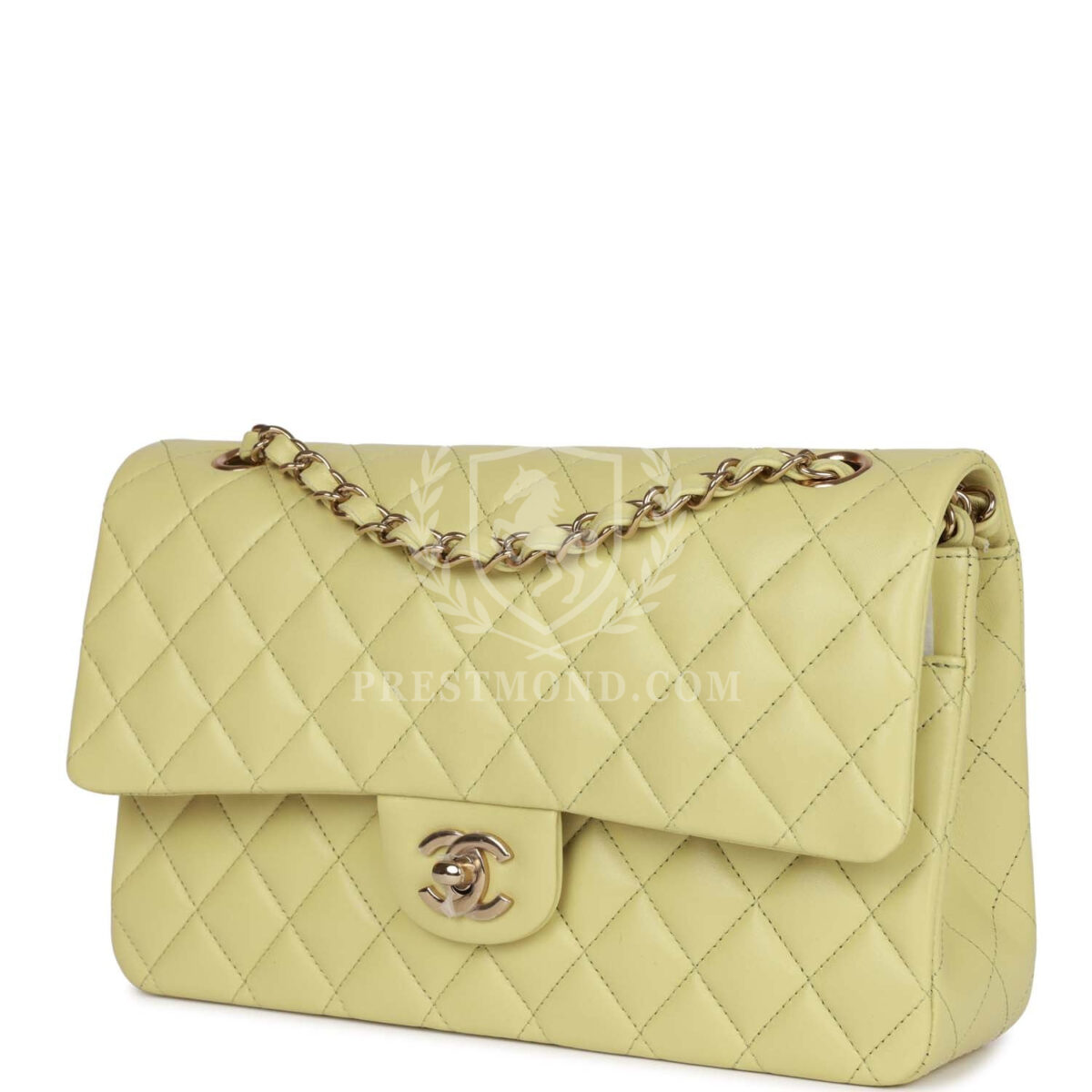 Chanel Medium Classic Double Flap Bag Light Green Lambskin Light Gold Hardware — изображение 5