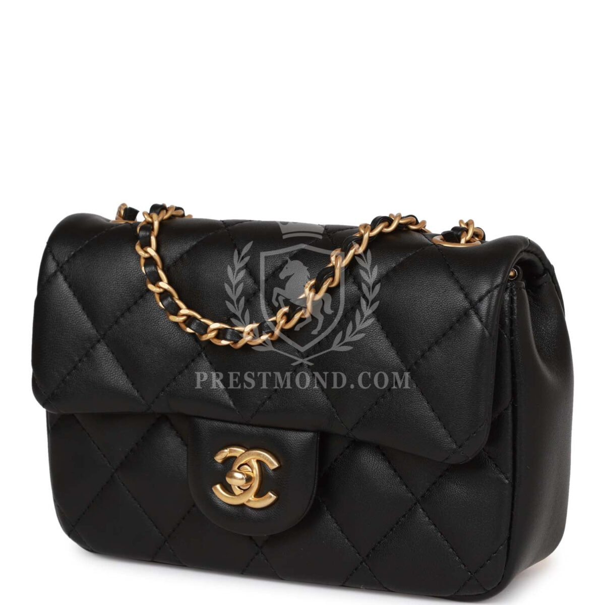 Chanel Mini Rectangular Heart Flap Bag Black Lambskin Aged Gold Hardware — изображение 5