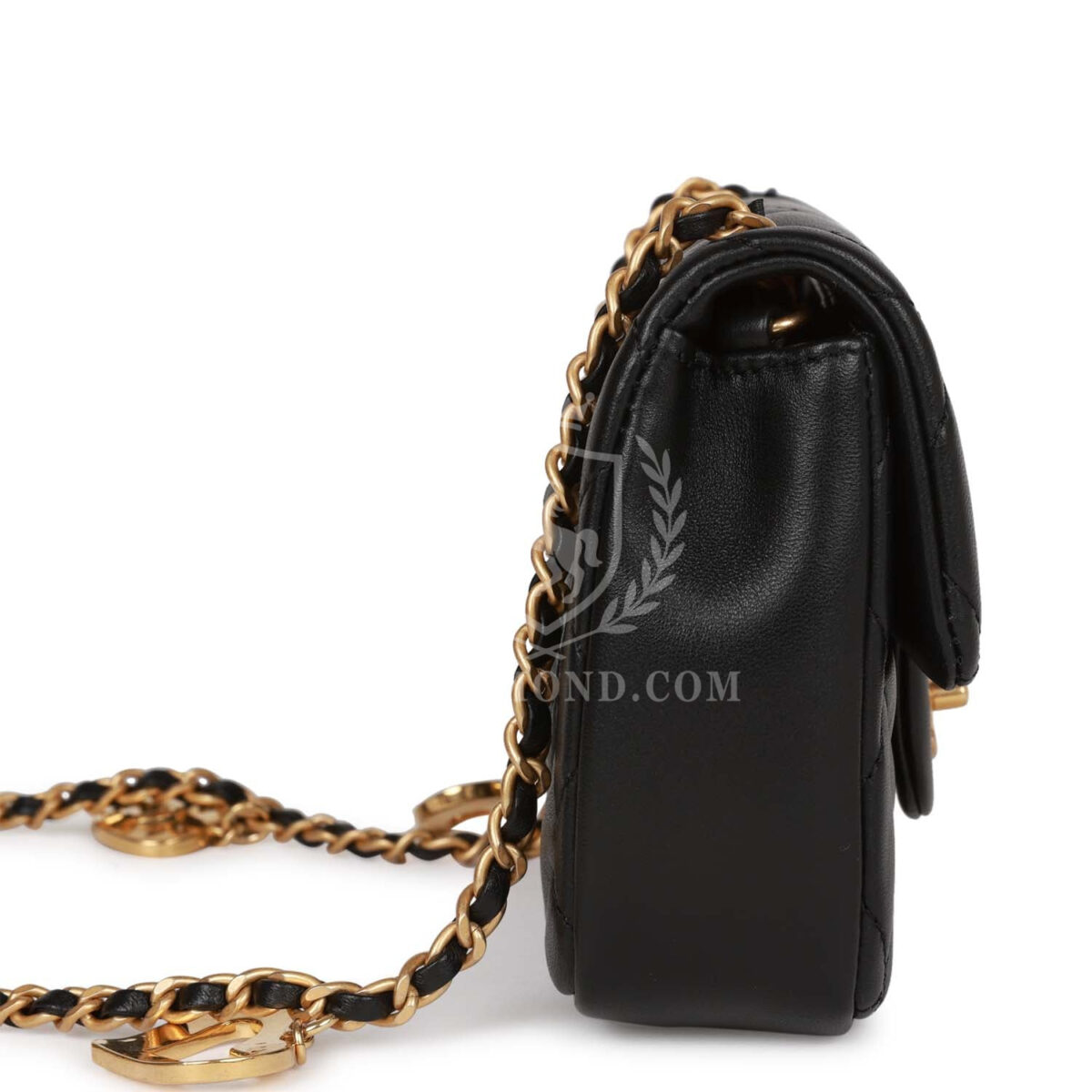 Chanel Mini Rectangular Heart Flap Bag Black Lambskin Aged Gold Hardware — изображение 3