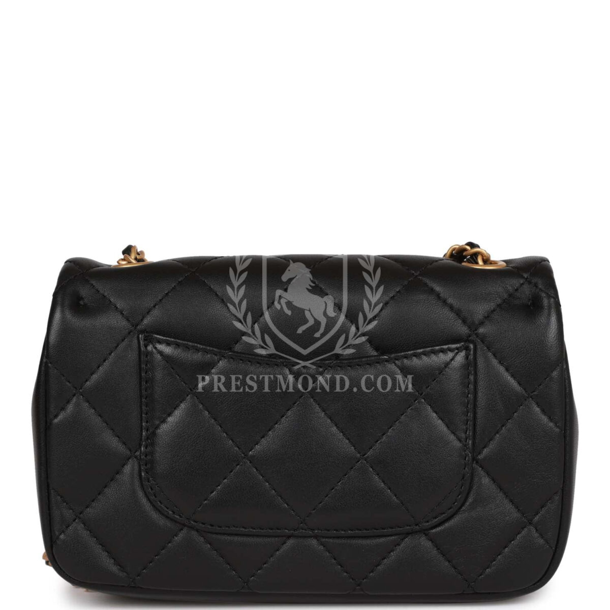 Chanel Mini Rectangular Heart Flap Bag Black Lambskin Aged Gold Hardware — изображение 4