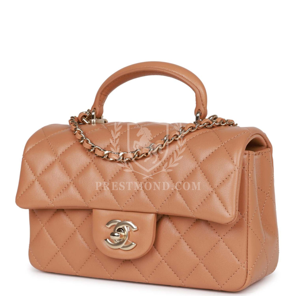 Chanel Mini Rectangular Flap with Top Handle Caramel Lambskin Light Gold Hardware — изображение 5
