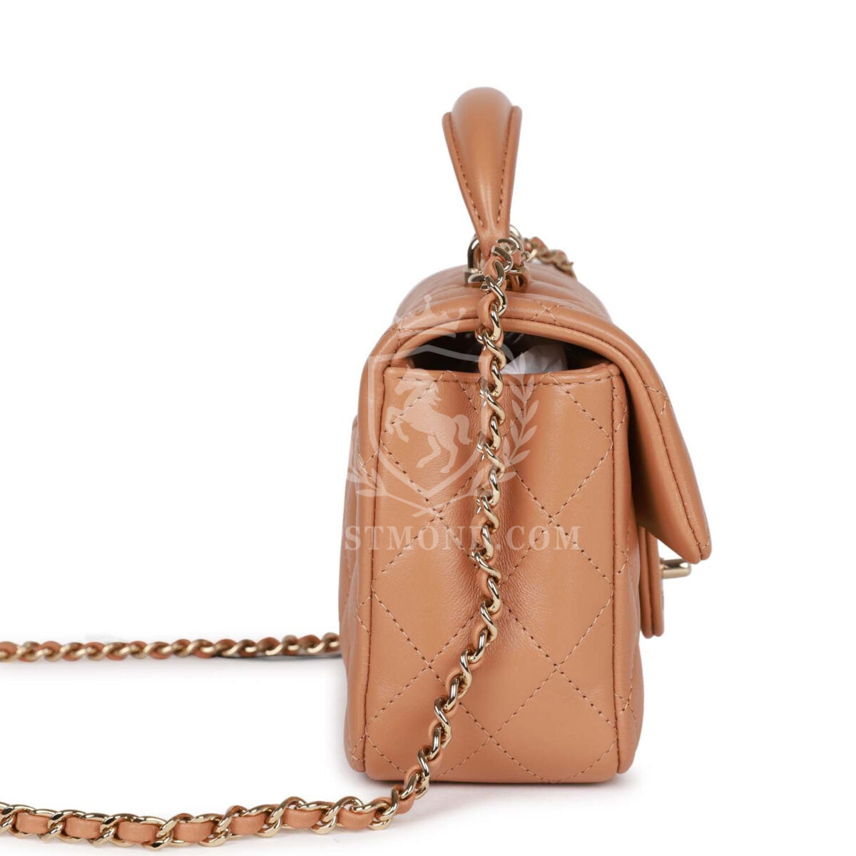 Chanel Mini Rectangular Flap with Top Handle Caramel Lambskin Light Gold Hardware — изображение 3