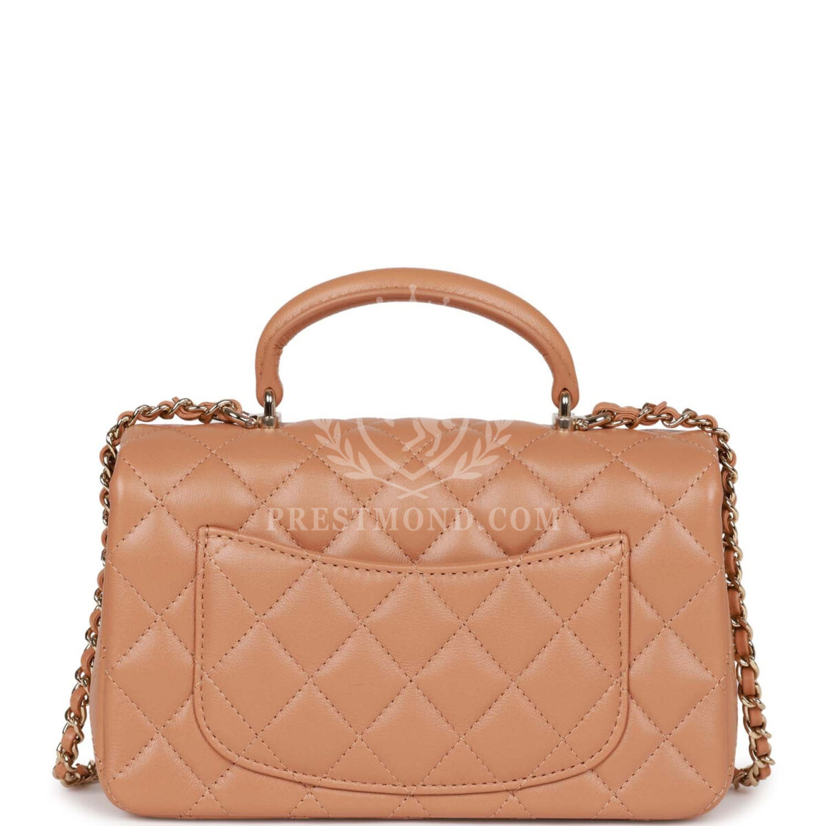 Chanel Mini Rectangular Flap with Top Handle Caramel Lambskin Light Gold Hardware — изображение 4