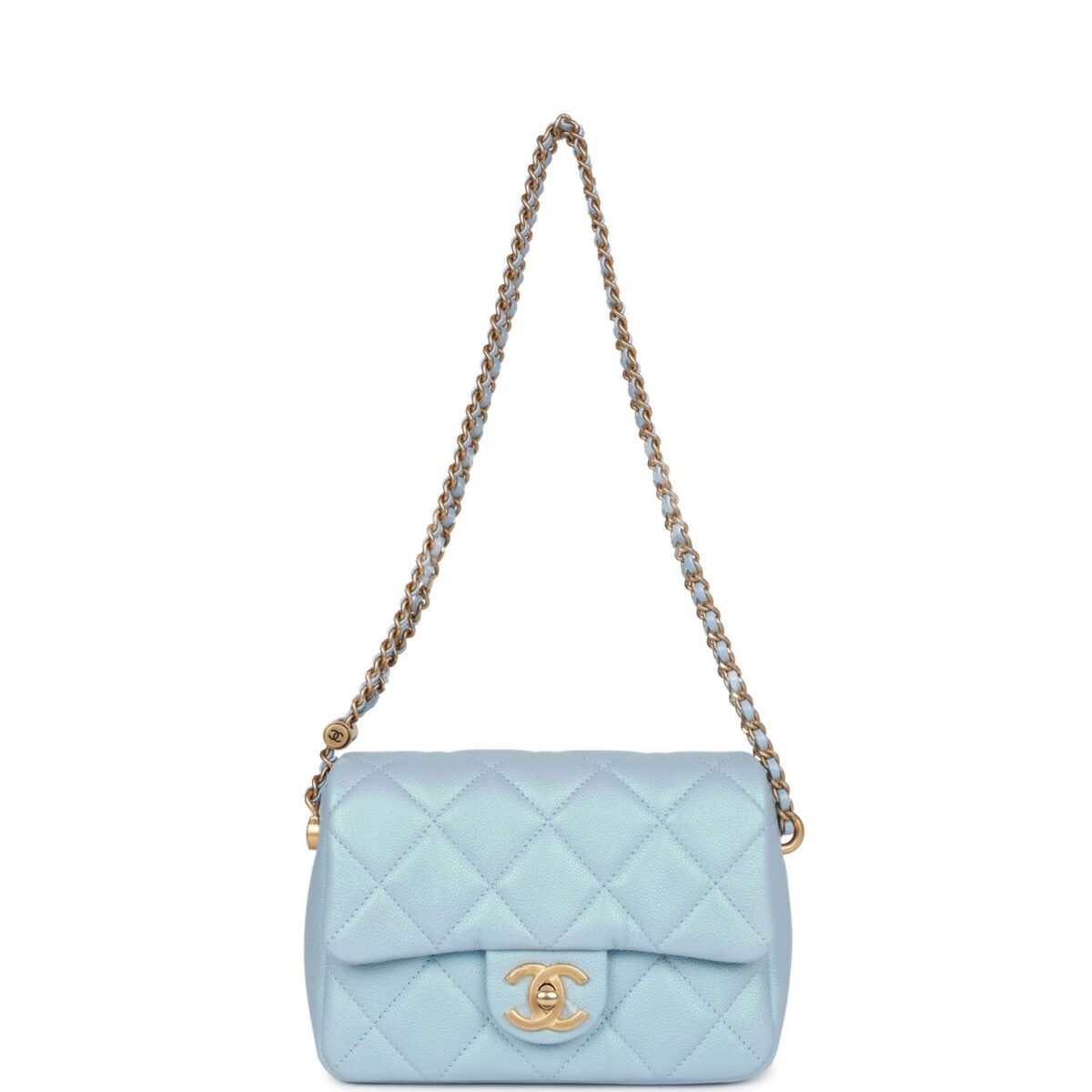 Chanel My Perfect Mini Flap Bag Blue Iridescent Caviar Antique Gold Hardware — изображение 8