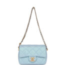 Chanel My Perfect Mini Flap Bag Blue Iridescent Caviar Antique Gold Hardware